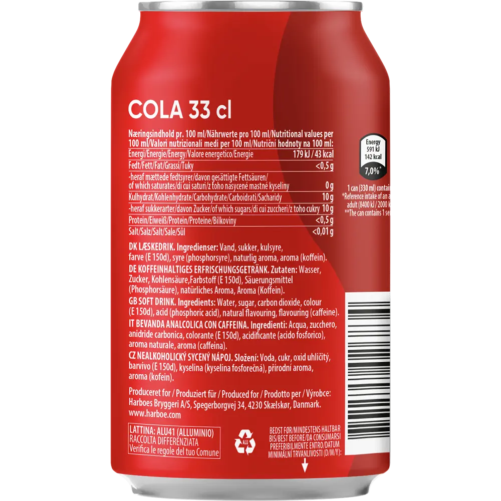 Harboe Cola 24x0,33L DS. zzgl. DPG Pfand