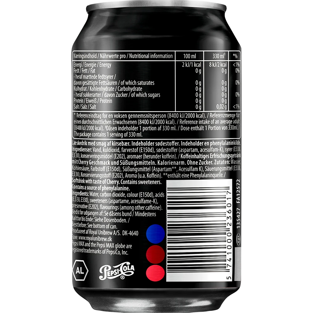 Pepsi Max Cherry 24x0,33L DS. zzgl. DPG Pfand