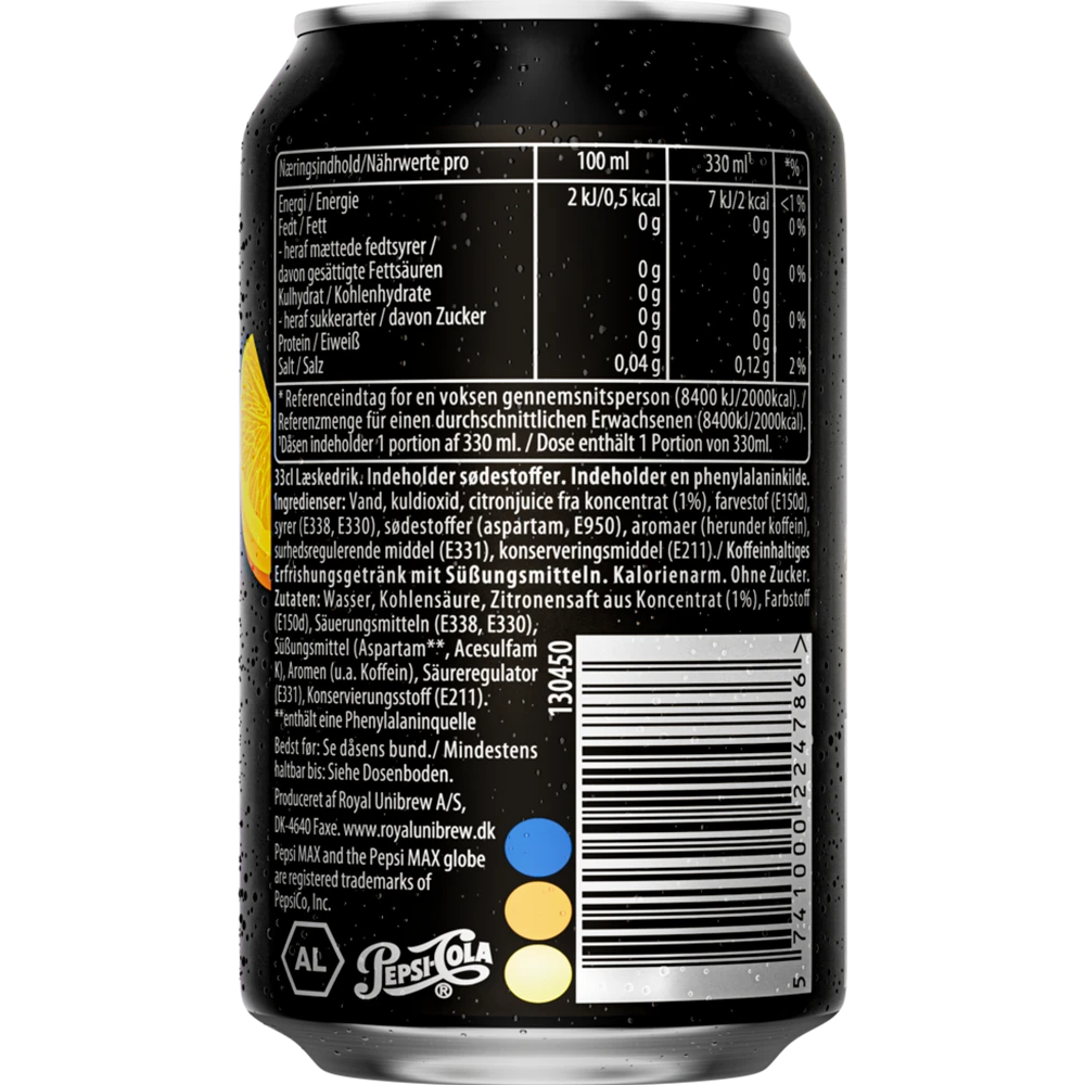 Pepsi Max Lemon 24x0,33L DS. zzgl. DPG Pfand