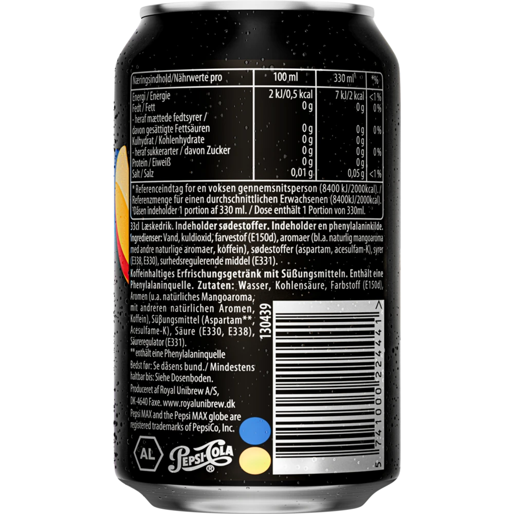 Pepsi Max Mango 24x0,33L DS. zzgl. DPG Pfand