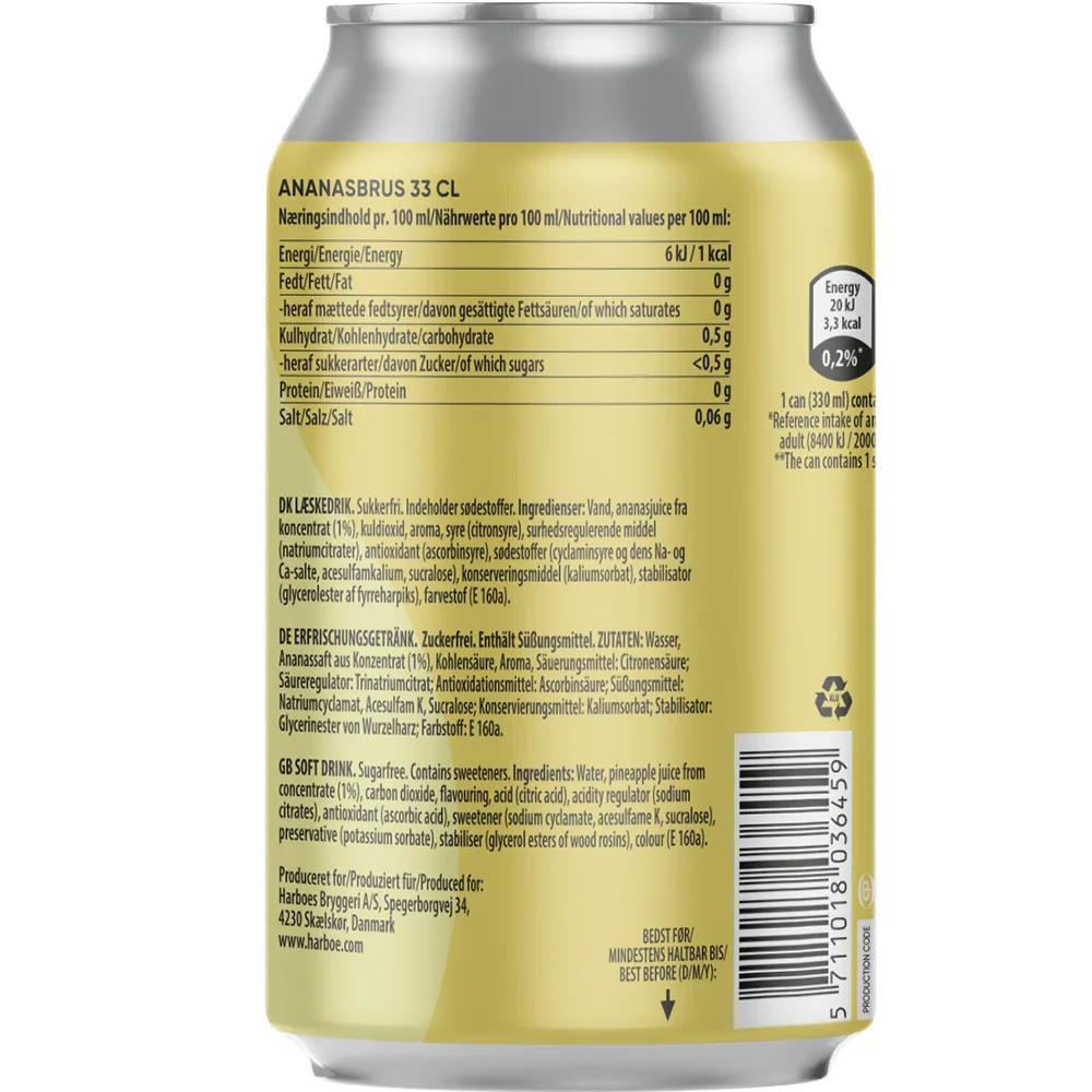 Harboe Ananasbrus 0% Sugar 24x0,33L DS. zzgl. DPG Pfand