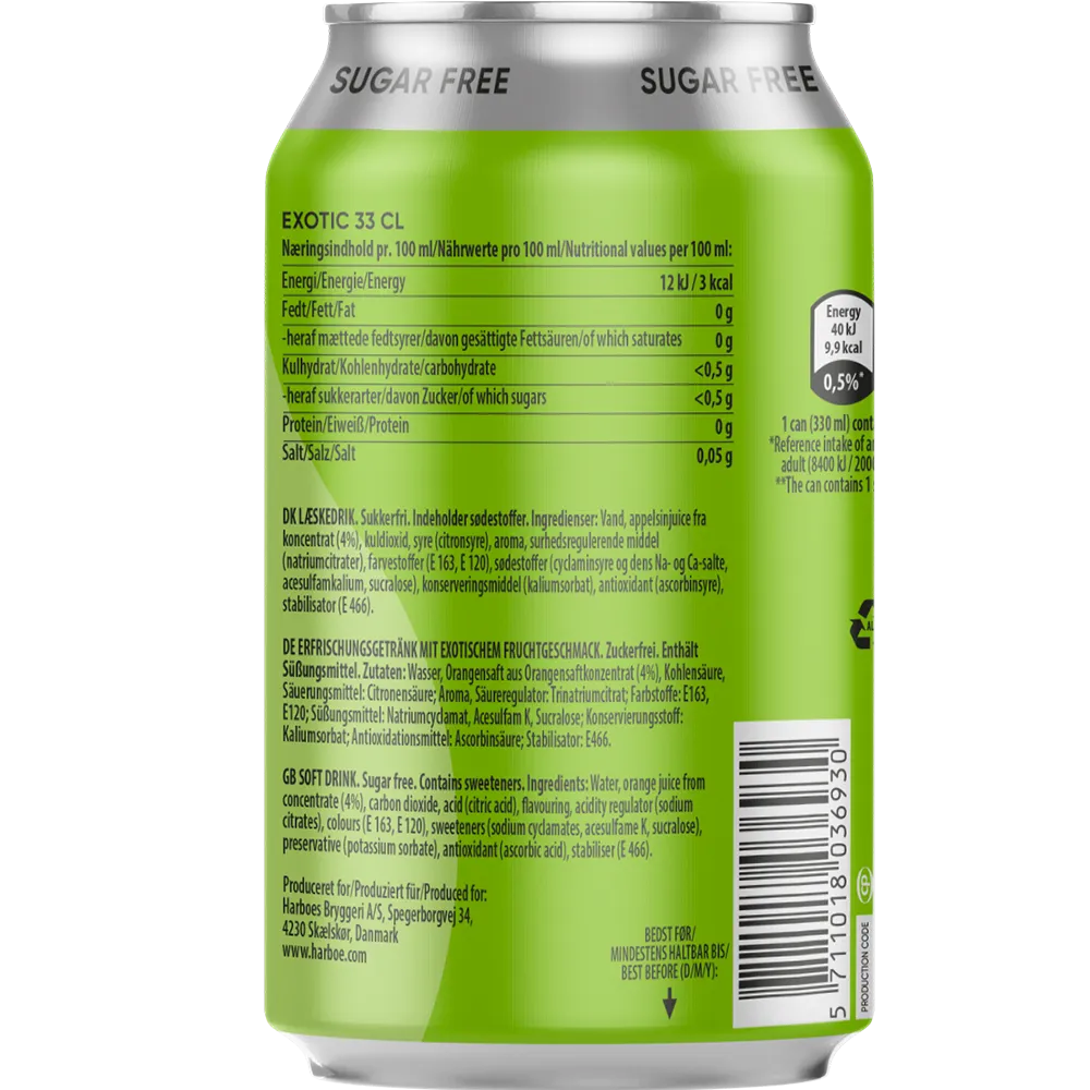 Harboe Exotic 0% Sugar 24x0,33L DS. zzgl. DPG Pfand