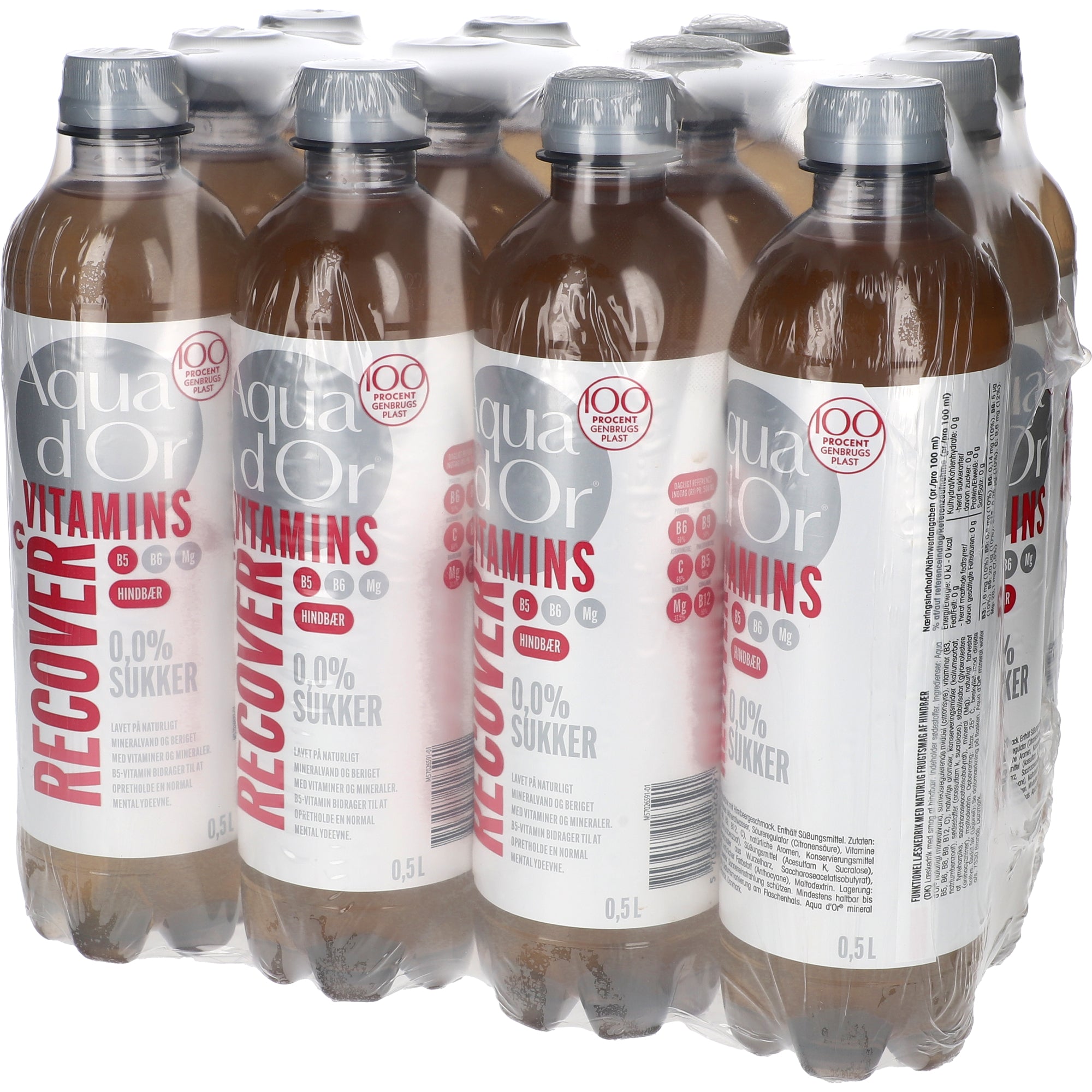 Aqua d'Or Vitamins Recover Hindbær Pack 12x0,5L PET zzgl. DPG Pfand