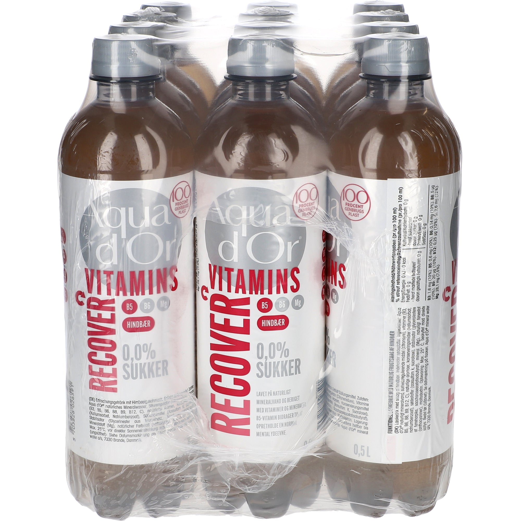 Aqua d'Or Vitamins Recover Hindbær Pack 12x0,5L PET zzgl. DPG Pfand