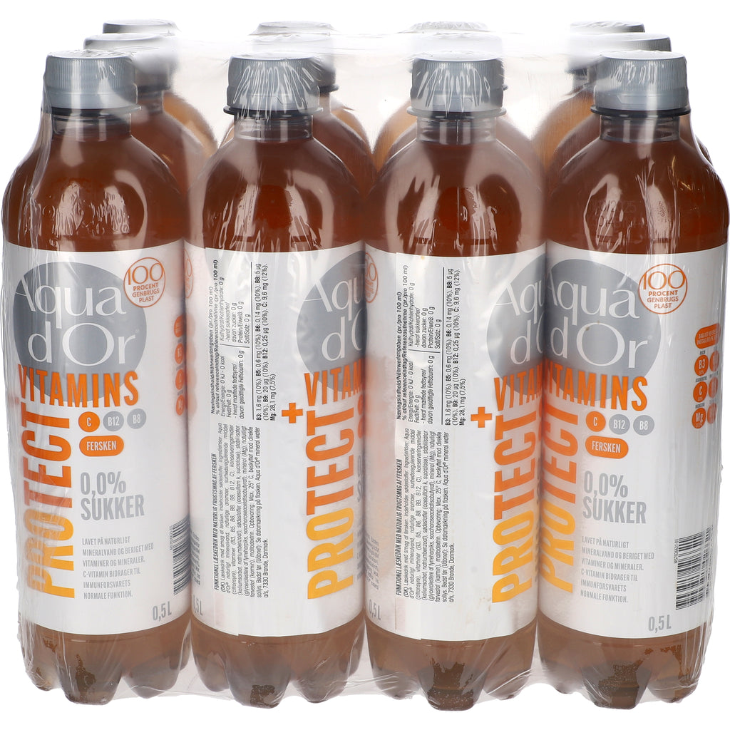 Aqua d'Or Vitamins Protect Fersken Pack 12x0,5L PET zzgl. DPG Pfand