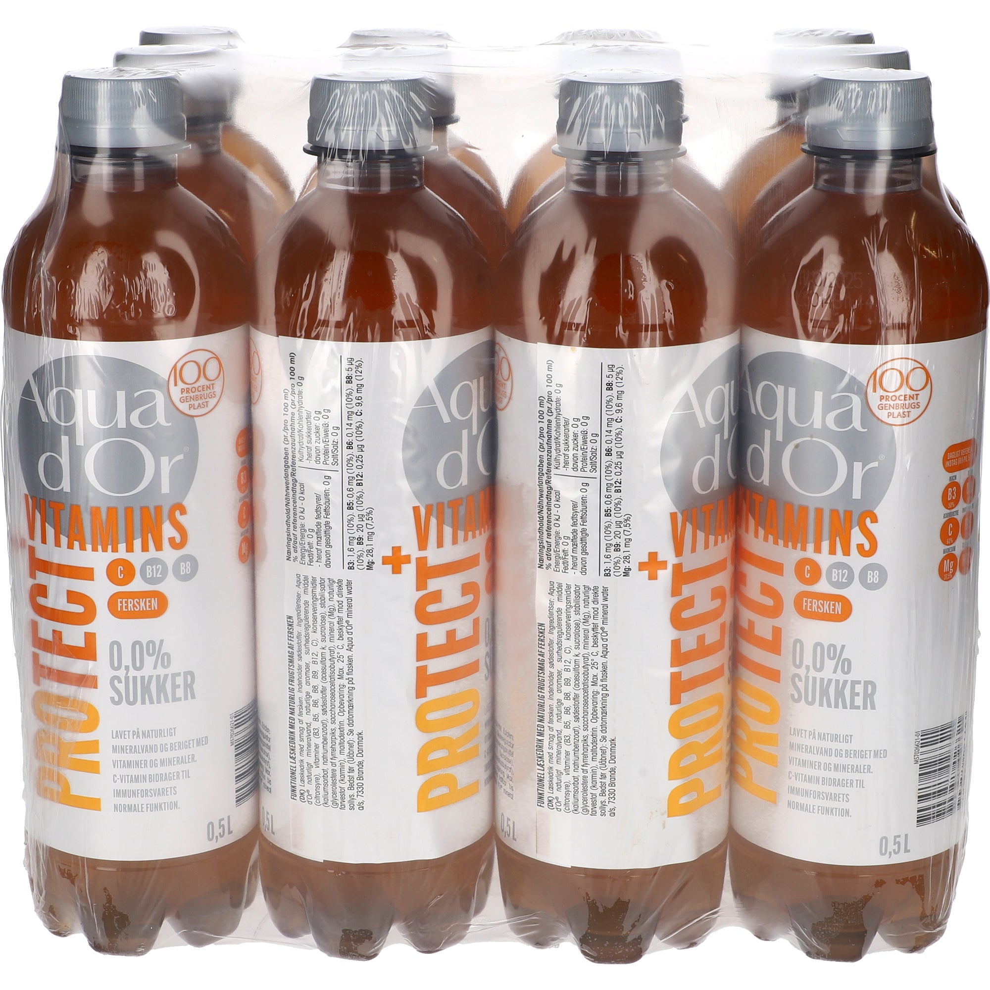Aqua d'Or Vitamins Protect Fersken Pack 12x0,5L PET zzgl. DPG Pfand