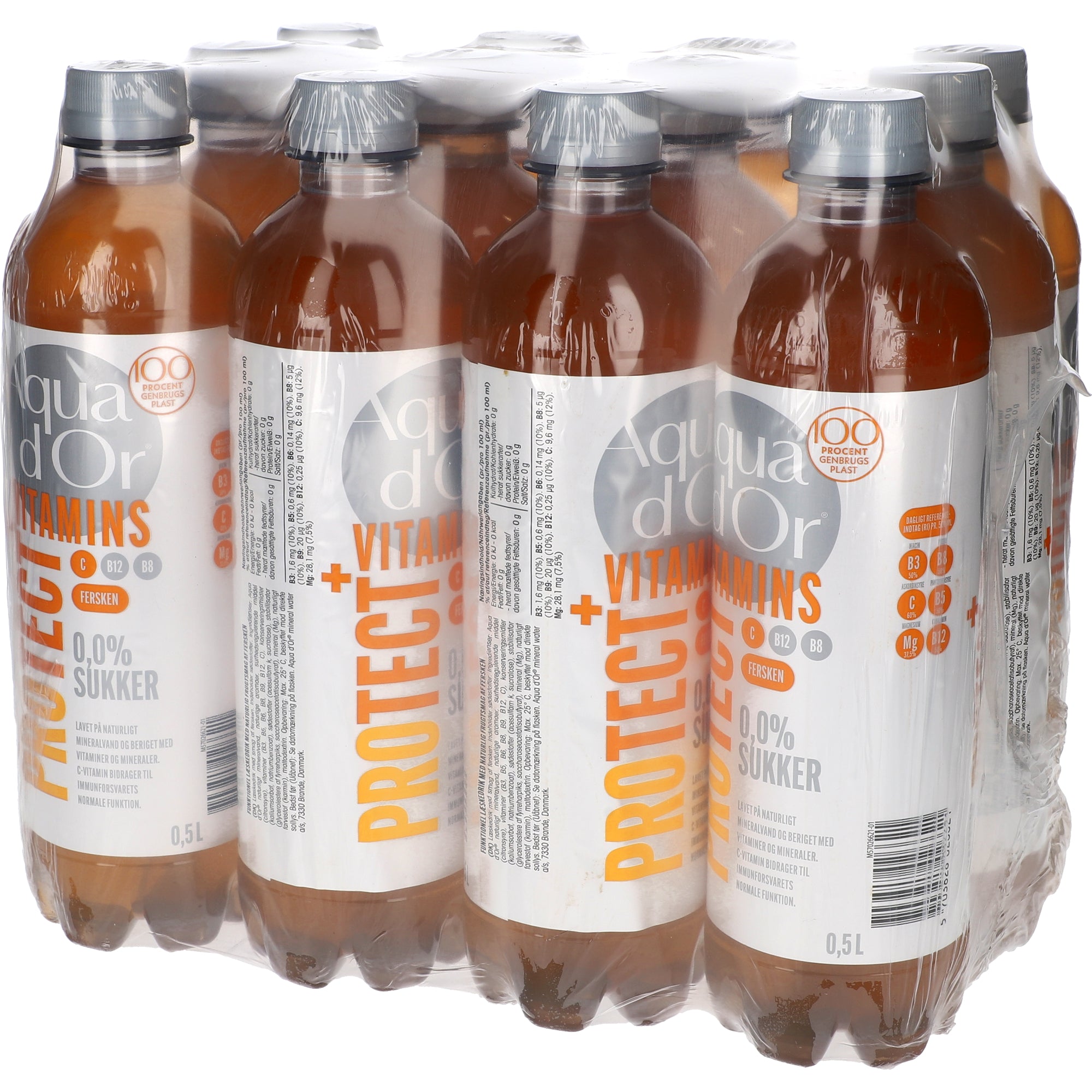 Aqua d'Or Vitamins Protect Fersken Pack 12x0,5L PET zzgl. DPG Pfand