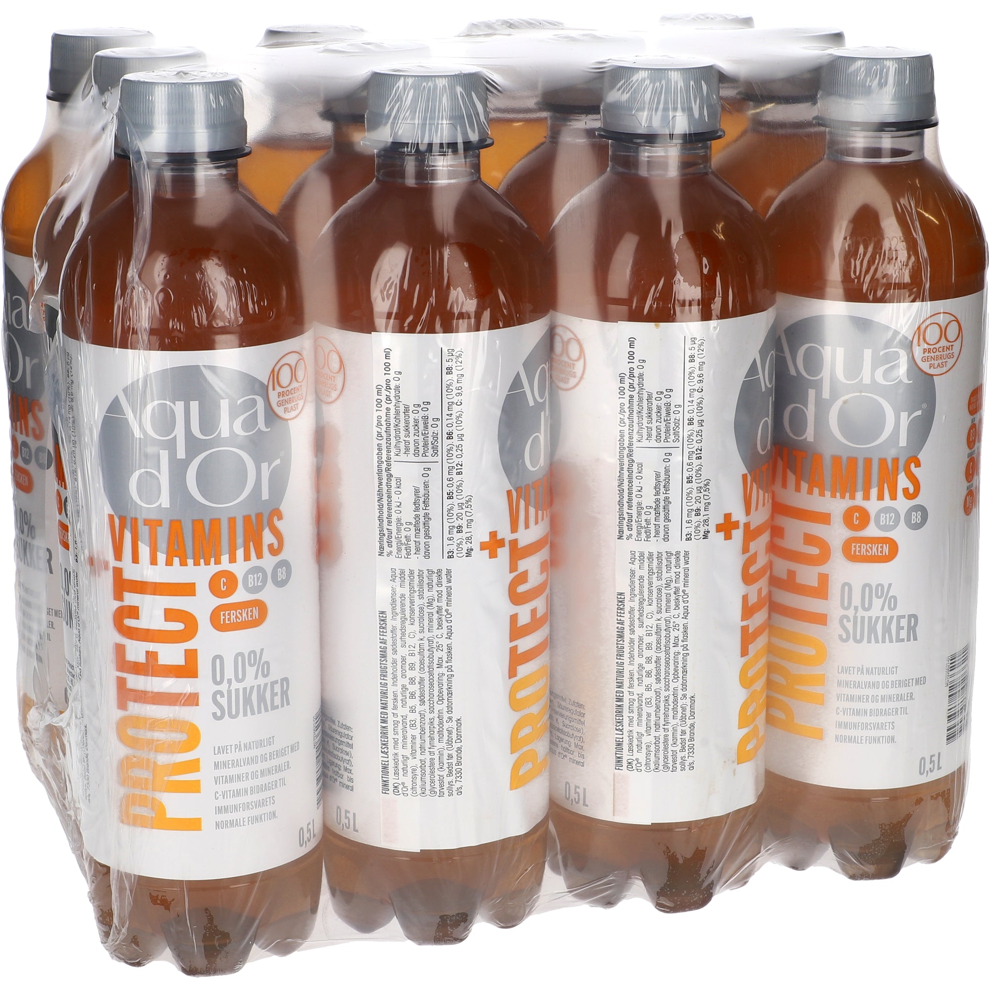 Aqua d'Or Vitamins Protect Fersken Pack 12x0,5L PET zzgl. DPG Pfand