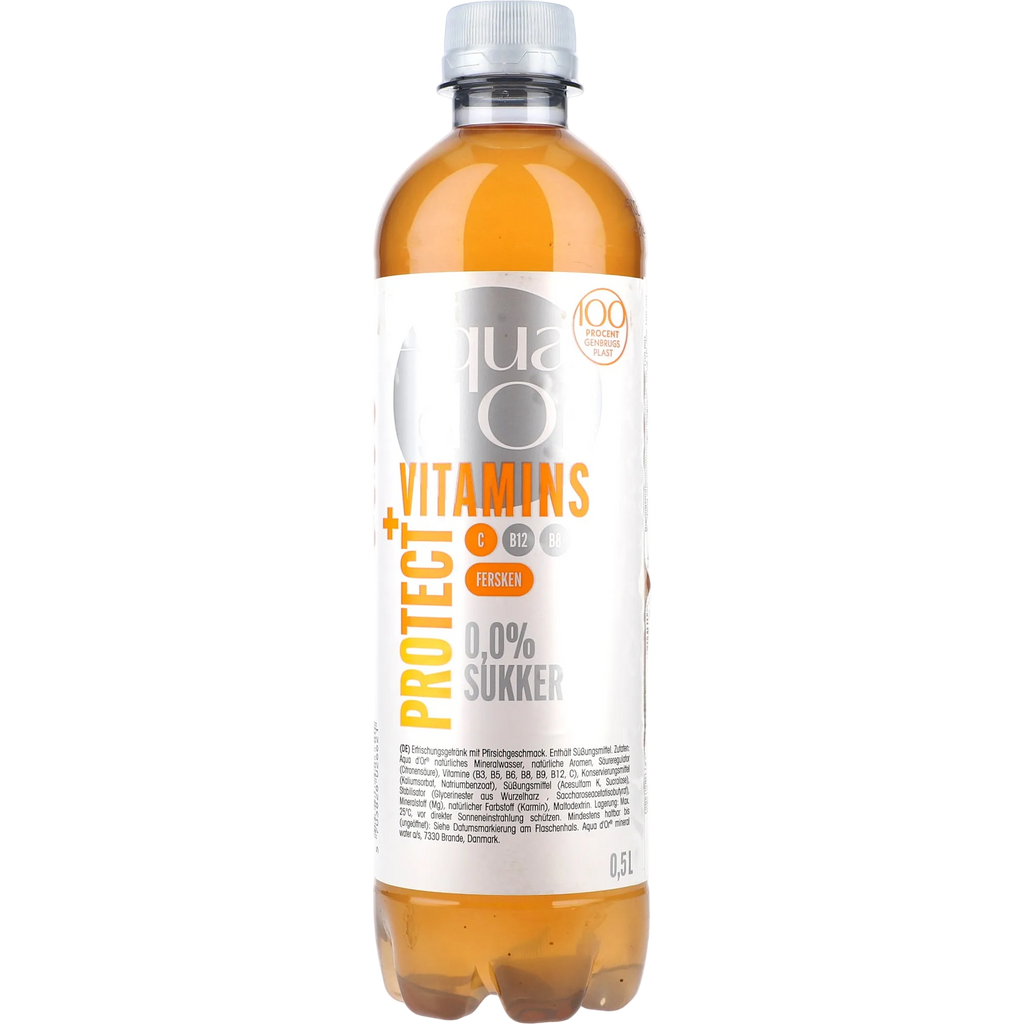 Aqua d'Or Vitamins Protect Fersken Pack 12x0,5L PET zzgl. DPG Pfand