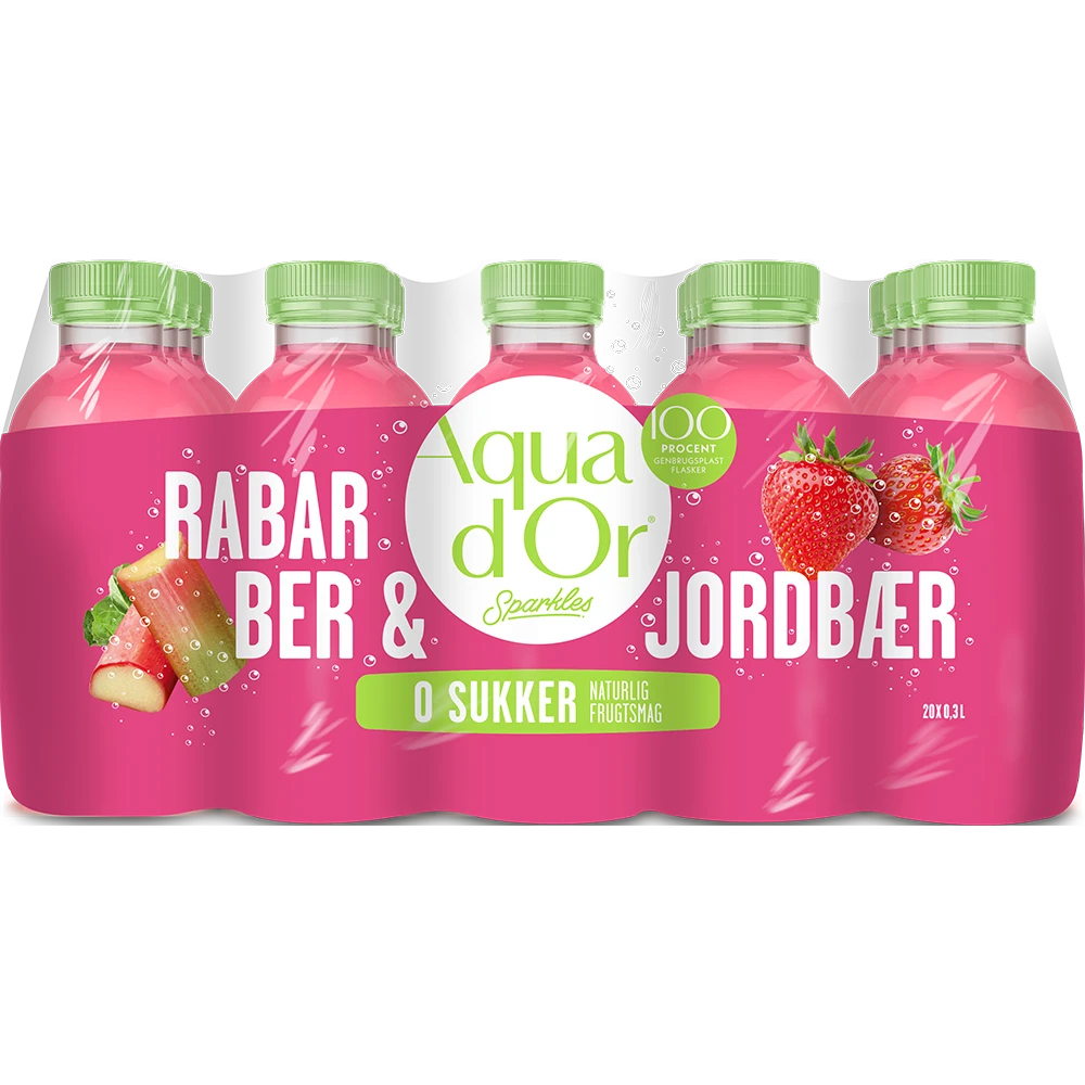Aqua d'Or Sparkles Rabarber & Jordbær Pack 20x0,3L PET zzgl. DPG Pfand